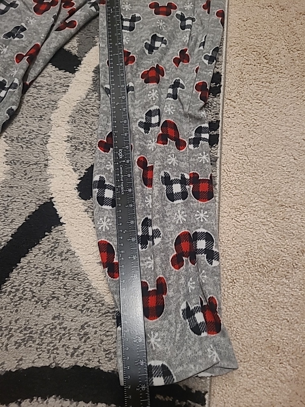 Disney Mickey Mouse Lounge Sleep Pants Size Medium Gray Plaid Mickey Mouse Heads - Picture 4 of 8